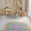 Well Woven Machine Washable Rainbow Watercolor Modern Multi Color Flat-Weave Washable Area Rug