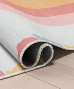 Well Woven Crescent Rainbow Modern Multi Color Flat-Weave Washable Area Rug