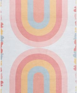 Well Woven Crescent Rainbow Modern Multi Color Flat-Weave Washable Area Rug