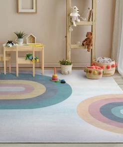 Well Woven Kaleidoscope Rainbow Modern Multi Color Flat-Weave Washable Area Rug