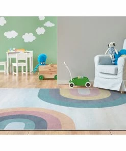 Well Woven Kaleidoscope Rainbow Modern Multi Color Flat-Weave Washable Area Rug