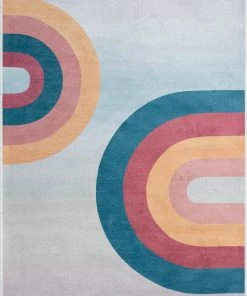 Well Woven Kaleidoscope Rainbow Modern Multi Color Flat-Weave Washable Area Rug