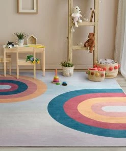 Well Woven Kaleidoscope Rainbow Modern Multi Color Flat-Weave Washable Area Rug