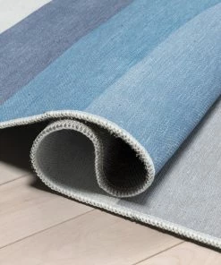 Well Woven Twilight Rainbow Modern Blue Flat-Weave Washable Area Rug Machine Washable