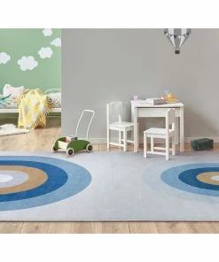 Well Woven Twilight Rainbow Modern Blue Flat-Weave Washable Area Rug Machine Washable