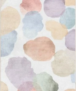 Well Woven Machine Washable Watercolor Dot Modern Multi Color Flat-Weave Washable Area Rug