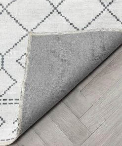 Well Woven Anastasia Moroccan Trellis Pattern Ivory Grey Flat-Weave Washable Area Rug Global