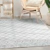 Well Woven Anastasia Moroccan Trellis Pattern Ivory Grey Flat-Weave Washable Area Rug Global