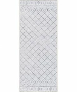 Well Woven Anastasia Moroccan Trellis Pattern Ivory Grey Flat-Weave Washable Area Rug Global