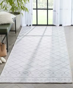 Well Woven Anastasia Moroccan Trellis Pattern Ivory Grey Flat-Weave Washable Area Rug Global