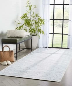 Well Woven Anastasia Moroccan Trellis Pattern Ivory Grey Flat-Weave Washable Area Rug Global