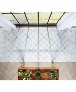 Well Woven Anastasia Moroccan Trellis Pattern Ivory Grey Flat-Weave Washable Area Rug Global