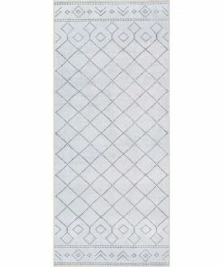 Well Woven Anastasia Moroccan Trellis Pattern Ivory Grey Flat-Weave Washable Area Rug Global