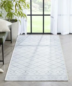 Well Woven Anastasia Moroccan Trellis Pattern Ivory Grey Flat-Weave Washable Area Rug Global