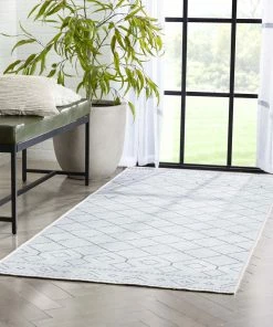 Well Woven Anastasia Moroccan Trellis Pattern Ivory Grey Flat-Weave Washable Area Rug Global