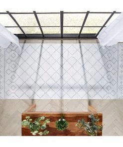 Well Woven Anastasia Moroccan Trellis Pattern Ivory Grey Flat-Weave Washable Area Rug Global