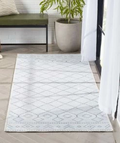 Well Woven Anastasia Moroccan Trellis Pattern Ivory Grey Flat-Weave Washable Area Rug Global