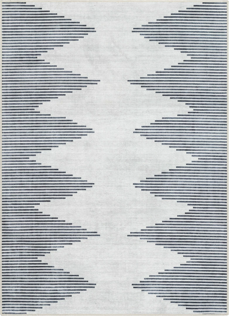 Well Woven Bree Moroccan Diamond Stripes Ivory Grey Flat-Weave Washable Area Rug 2 Well Woven Bree Moroccan Diamond Stripes Ivory Grey Flat-Weave Washable Area Rug