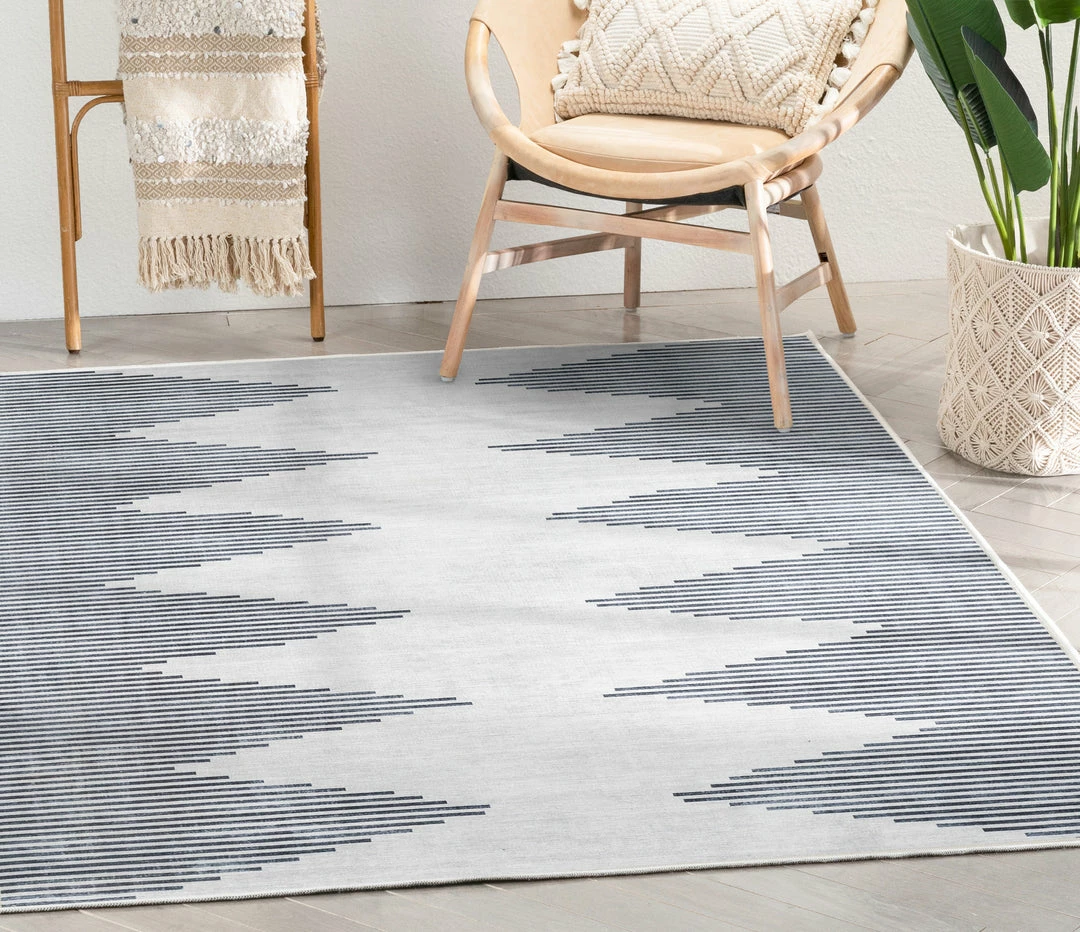Well Woven Bree Moroccan Diamond Stripes Ivory Grey Flat-Weave Washable Area Rug 1 Well Woven Bree Moroccan Diamond Stripes Ivory Grey Flat-Weave Washable Area Rug
