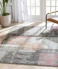 Well Woven Carbon Abstract Geometric 3D Textured Multi Rug