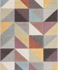 Well Woven Platte Geometric Scandinavian 3D Textured Multi Rug Global