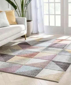 Well Woven Platte Geometric Scandinavian 3D Textured Multi Rug Global