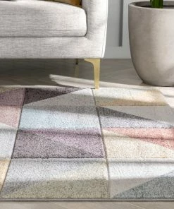 Well Woven Platte Geometric Scandinavian 3D Textured Multi Rug Global