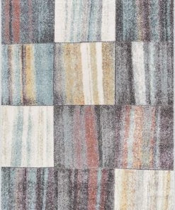 Well Woven Laughlin Mid-Century Modern Geometric Boxes Blue Multi 3D Textured Rug