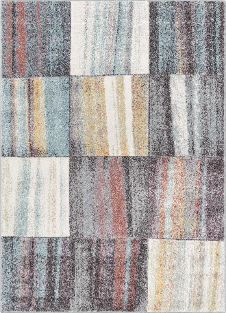 Well Woven Laughlin Mid-Century Modern Geometric Boxes Blue Multi 3D Textured Rug 2 Well Woven Laughlin Mid-Century Modern Geometric Boxes Blue Multi 3D Textured Rug