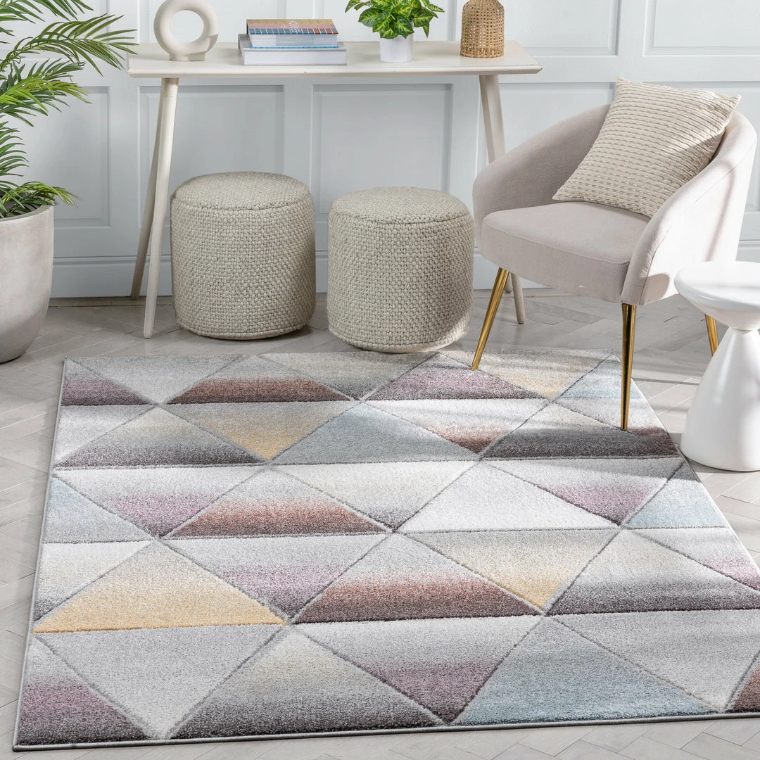 Well Woven Ely Mid-Century Modern Geometric Triangles Grey Multi 3D Textured Rug 1 Well Woven Ely Mid-Century Modern Geometric Triangles Grey Multi 3D Textured Rug