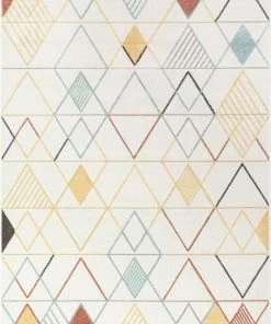 Well Woven Prism Geometric Scandinavian 3D Textured White Rug Global