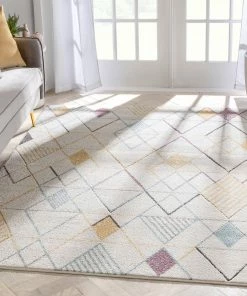 Well Woven Prism Geometric Scandinavian 3D Textured White Rug Global