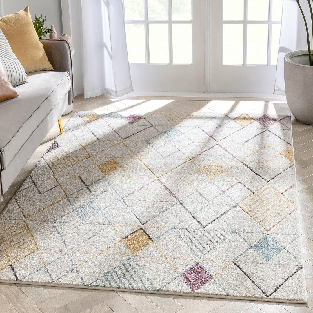 Well Woven Prism Geometric Scandinavian 3D Textured White Rug Global 1 Well Woven Prism Geometric Scandinavian 3D Textured White Rug Global