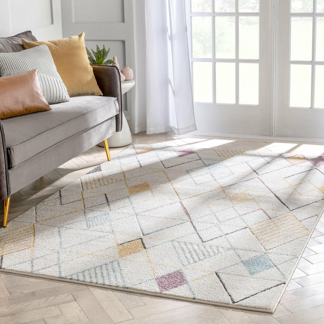 Well Woven Prism Geometric Scandinavian 3D Textured White Rug Global 7 Well Woven Prism Geometric Scandinavian 3D Textured White Rug Global