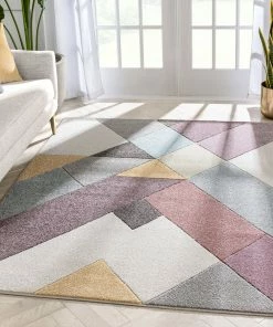 Well Woven Cinca Geometric Scandinavian 3D Textured Multi Rug