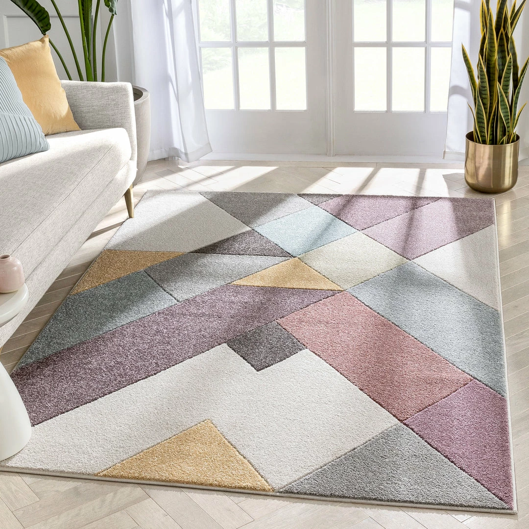 Well Woven Cinca Geometric Scandinavian 3D Textured Multi Rug 1 Well Woven Cinca Geometric Scandinavian 3D Textured Multi Rug
