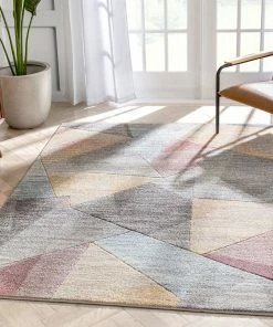 Well Woven Laramie Geometric Abstract 3D Textured Multi Rug