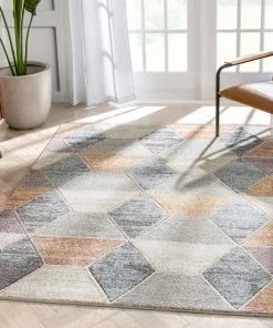 Well Woven Mesa Geometric 3D Textured Multi Rug