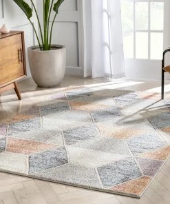 Well Woven Mesa Geometric 3D Textured Multi Rug