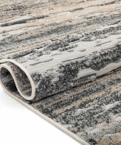 Well Woven Twilight Abstract Distressed Beige Grey Flatweave High-Low Rug 5'3" X 7'3" Vintage 18 Well Woven Twilight Abstract Distressed Beige Grey Flatweave High-Low Rug 5'3