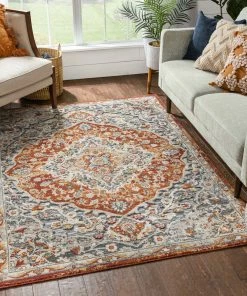 Well Woven Torri Traditional Persian Red-Rust Flatweave High-Low Rug 5'3" X 7'3" Vintage