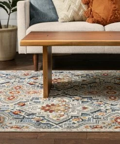 Well Woven Aleria Traditional Floral Geometric Beige Grey Multi Flatweave High-Low Rug