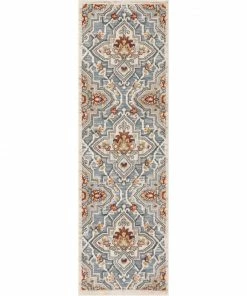 Well Woven Aleria Traditional Floral Geometric Beige Grey Multi Flatweave High-Low Rug
