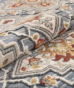 Well Woven Aleria Traditional Floral Geometric Beige Grey Multi Flatweave High-Low Rug