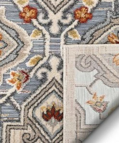 Well Woven Aleria Traditional Floral Geometric Beige Grey Multi Flatweave High-Low Rug