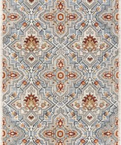 Well Woven Aleria Traditional Floral Geometric Beige Grey Multi Flatweave High-Low Rug