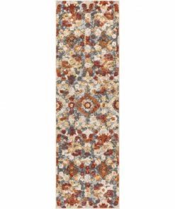 Well Woven Bergamo Bohemian Floral Botanical Red-Rust Multi Flatweave High-Low Rug 5'3