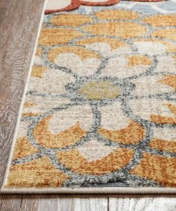 Well Woven Dahlia Floral Botanical Grey Multi Flatweave High-Low Rug Vintage