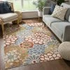 Well Woven Dahlia Floral Botanical Grey Multi Flatweave High-Low Rug Vintage