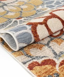 Well Woven Dahlia Floral Botanical Grey Multi Flatweave High-Low Rug Vintage